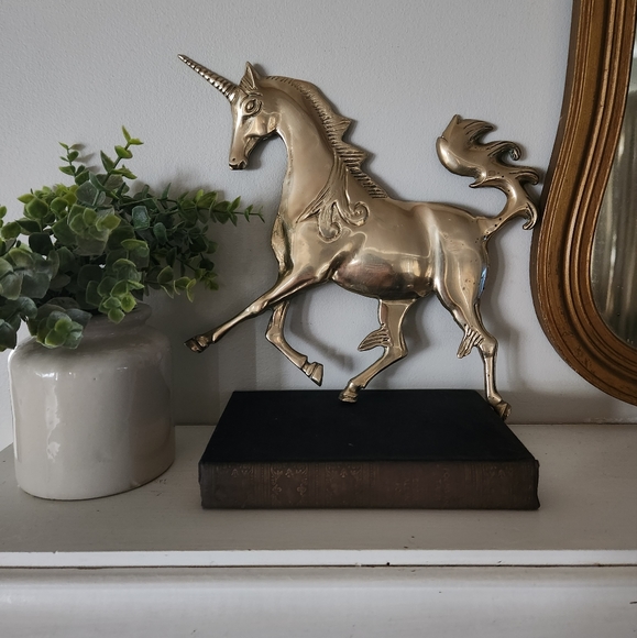 None Wall Decor Vintage Brass Unicorn Wall Hanging Kids Room Decor